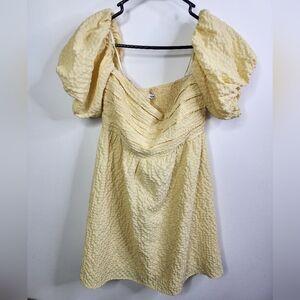 Emerson Off The Shoulder Skort, Yellow, Smocked, Large